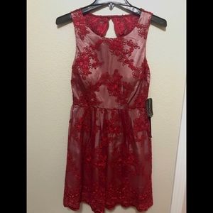 Red Lace Homecoming Prom Dress